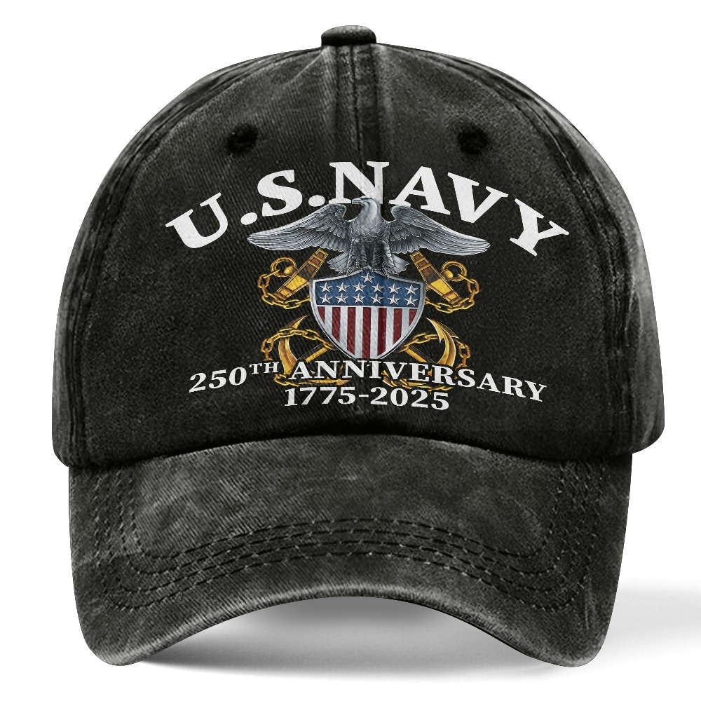 Navy 250th Anniversary Classic T-shirt & Washed Cap Combo