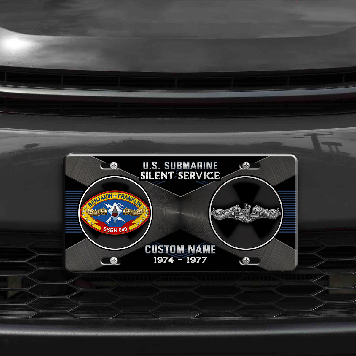 Personalizable Navy Submarine Aluminum License Plate