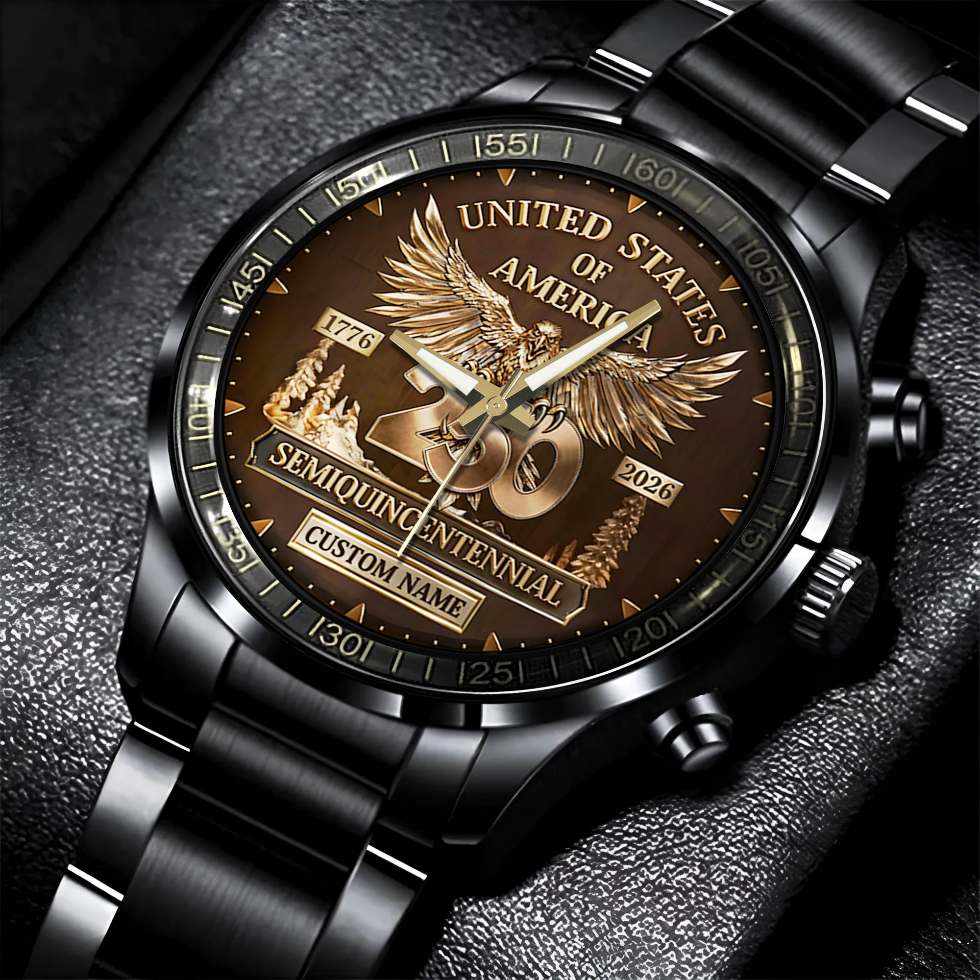 Personalizable America 250 Years of Freedom Stainless Steel Watch