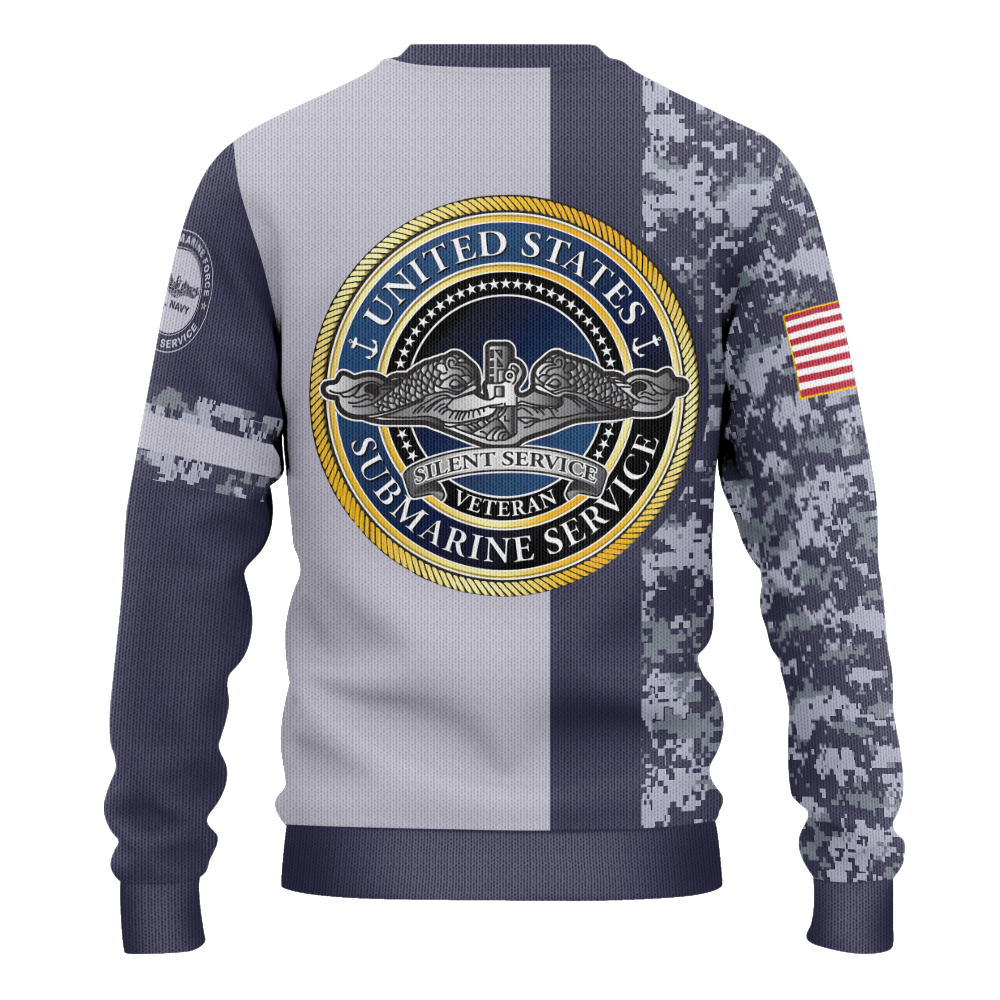 Navy Submarine Ship Knitted Sweatshirt