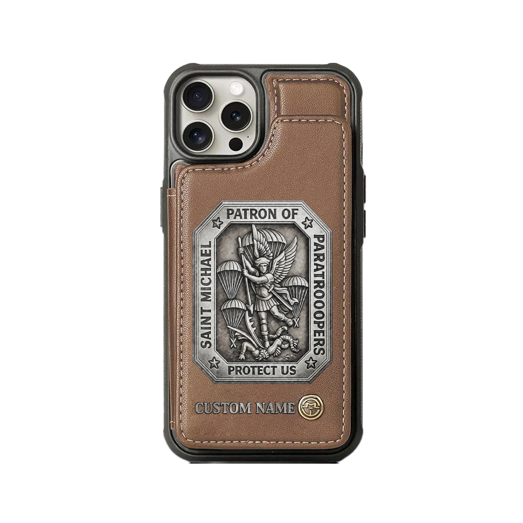 Personalizable Saint Michael Patron Of Paratroopers Wallet Phone Case