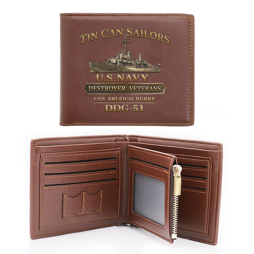 Personalizable Tin Can Sailors Leather Wallet