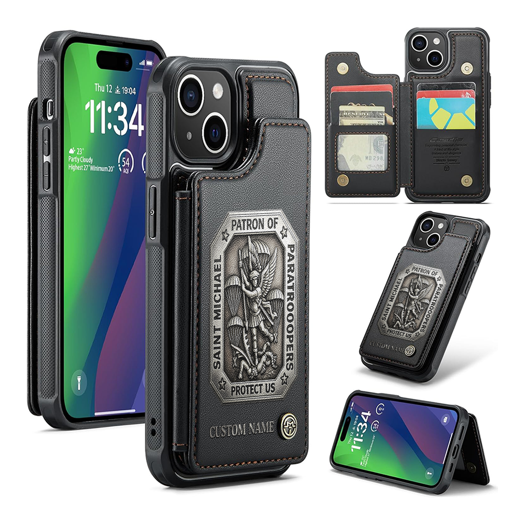 Personalizable Saint Michael Patron Of Paratroopers Wallet Phone Case