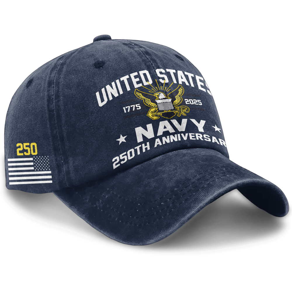 Navy 250th Anniversary Washed Cap