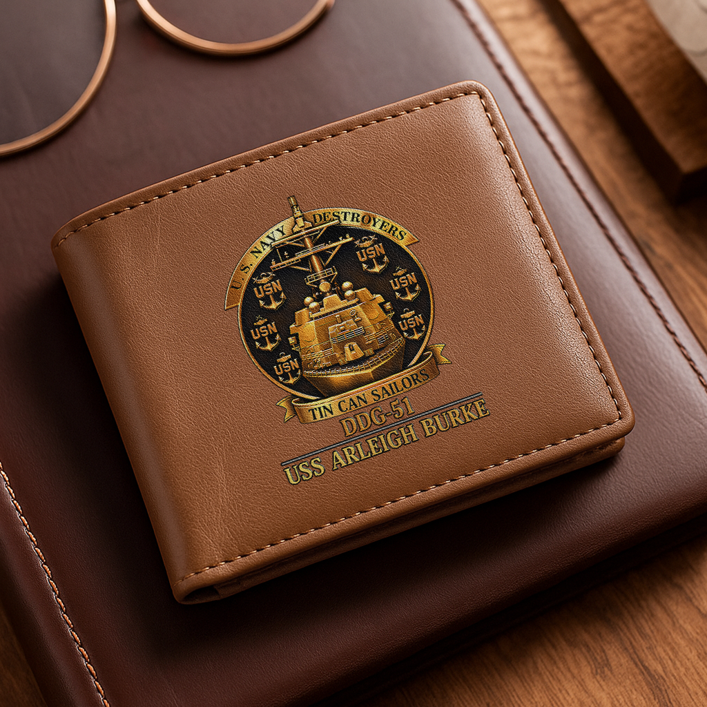Personalizable Tin Can Sailors Leather Wallet