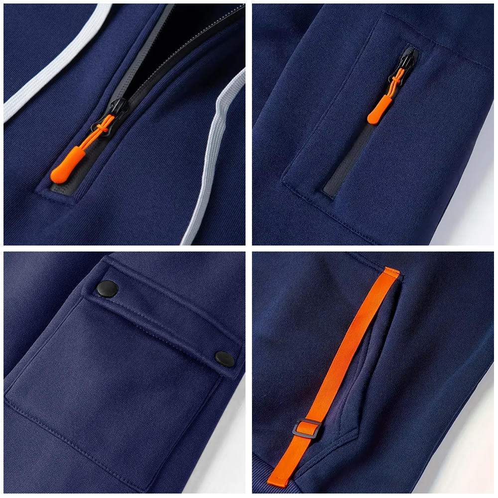 Less Than 1% Navy Ship Quarter Zip Hoodie