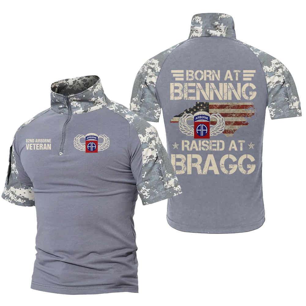 Born At Benning Raised At Bragg Tactical Polo Shirt