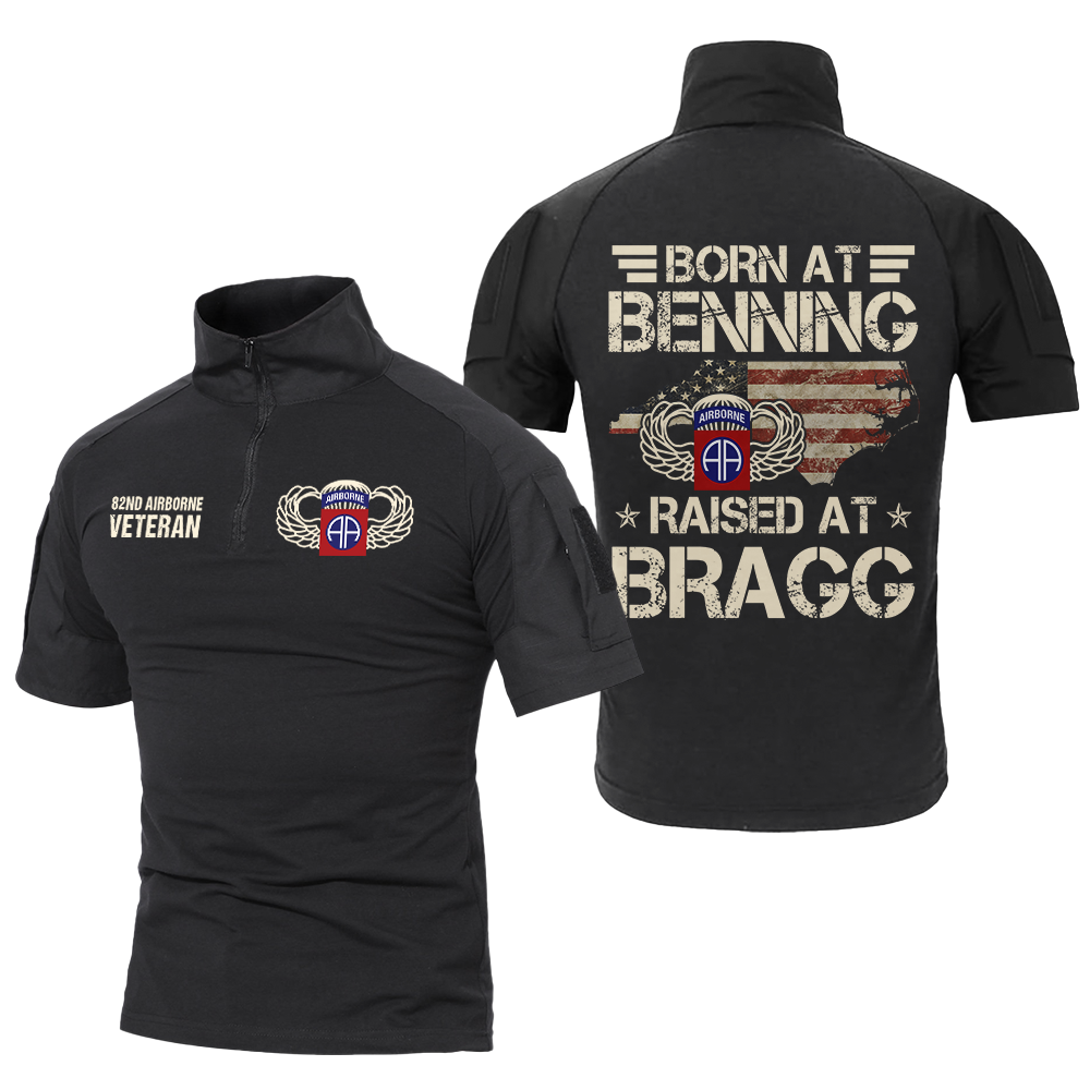 Born At Benning Raised At Bragg Tactical Polo Shirt