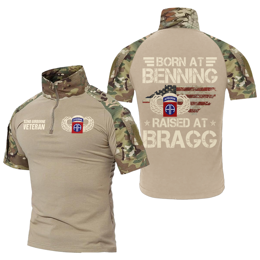 Born At Benning Raised At Bragg Tactical Polo Shirt