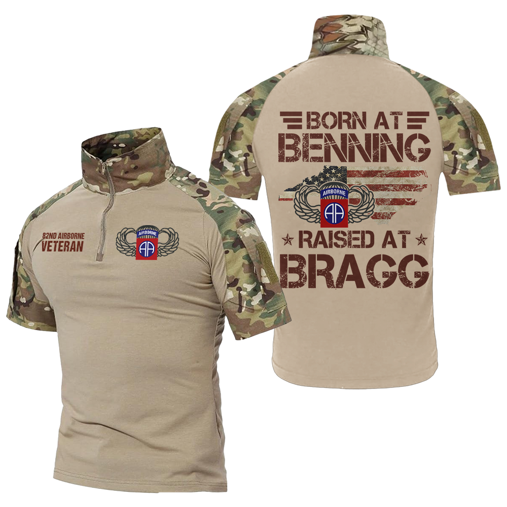 Born At Benning Raised At Bragg Tactical Polo Shirt