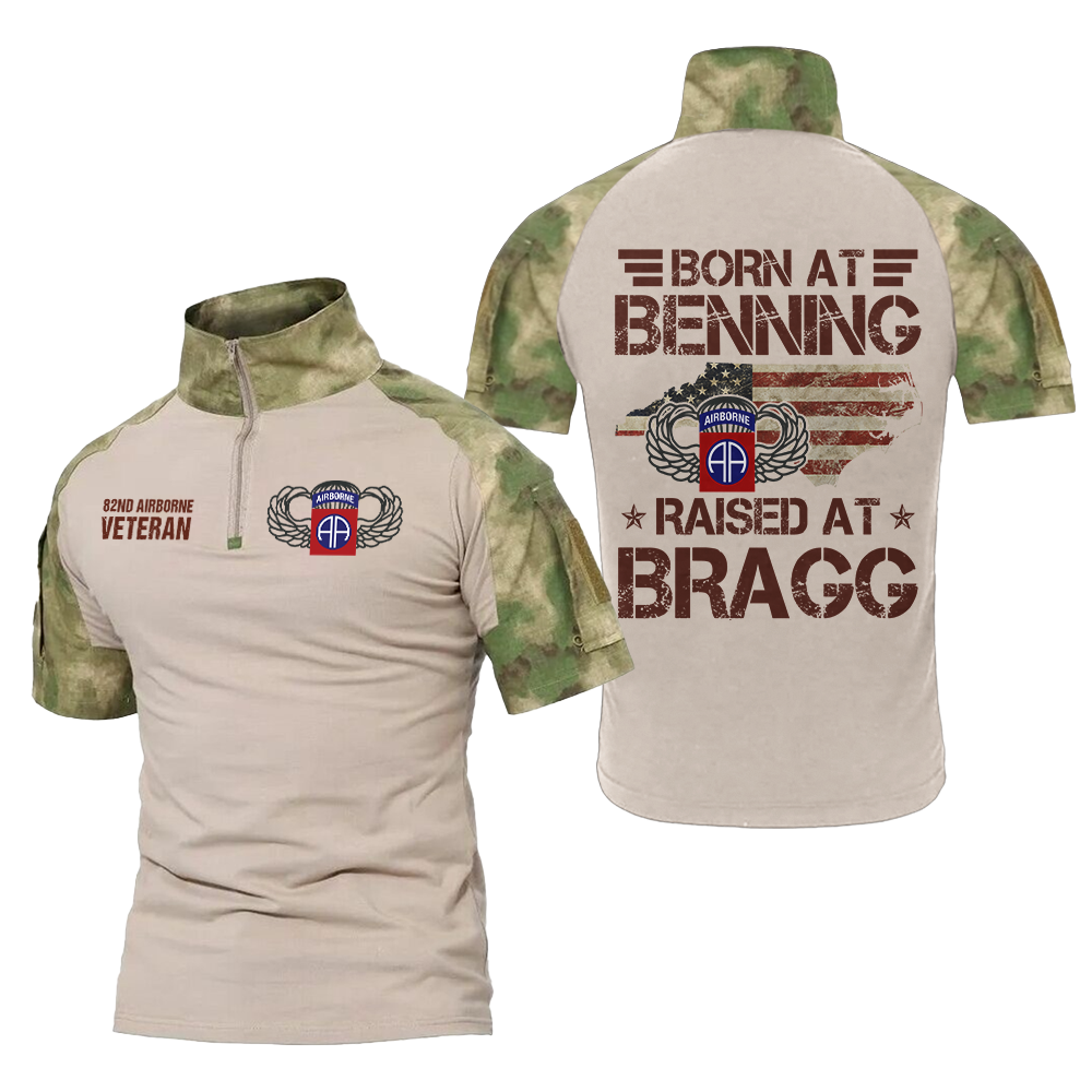 Born At Benning Raised At Bragg Tactical Polo Shirt
