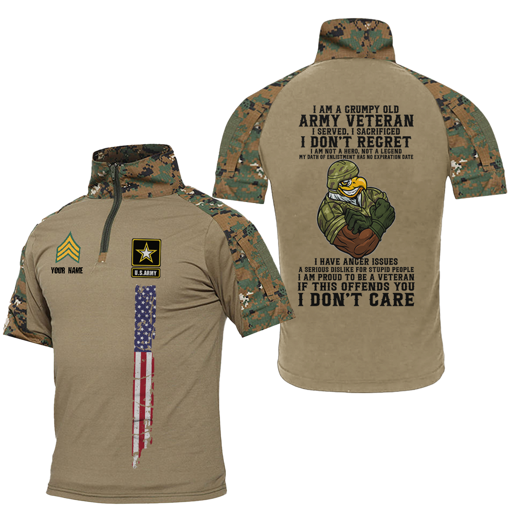 Personalized I'm A Grumpy Old Army Veteran Tactical Polo Shirt