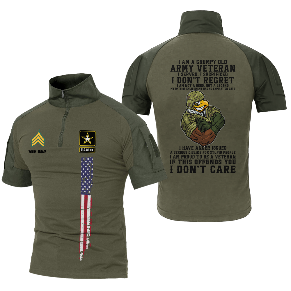 Personalized I'm A Grumpy Old Army Veteran Tactical Polo Shirt
