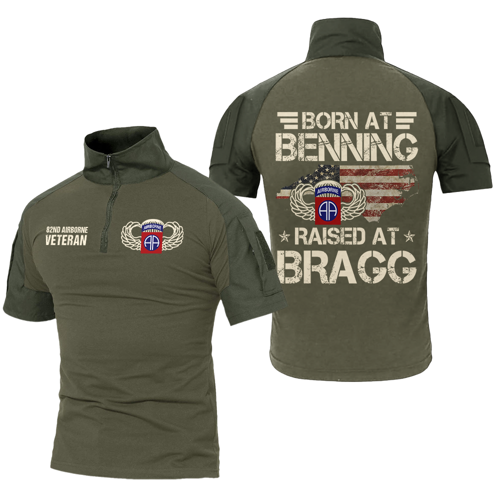 Born At Benning Raised At Bragg Tactical Polo Shirt