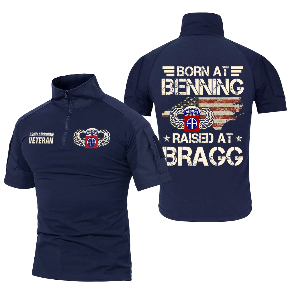 Born At Benning Raised At Bragg Tactical Polo Shirt