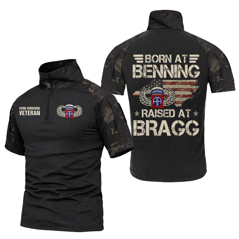Born At Benning Raised At Bragg Tactical Polo Shirt