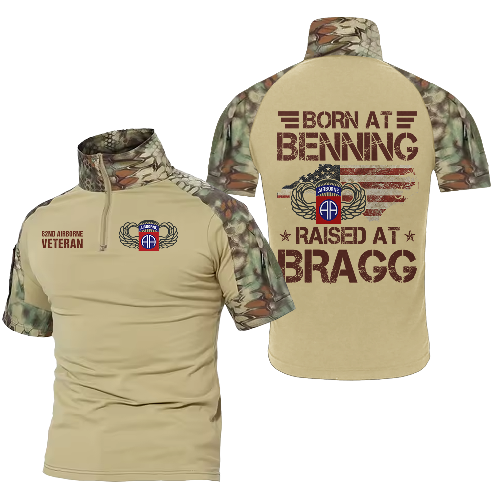 Born At Benning Raised At Bragg Tactical Polo Shirt