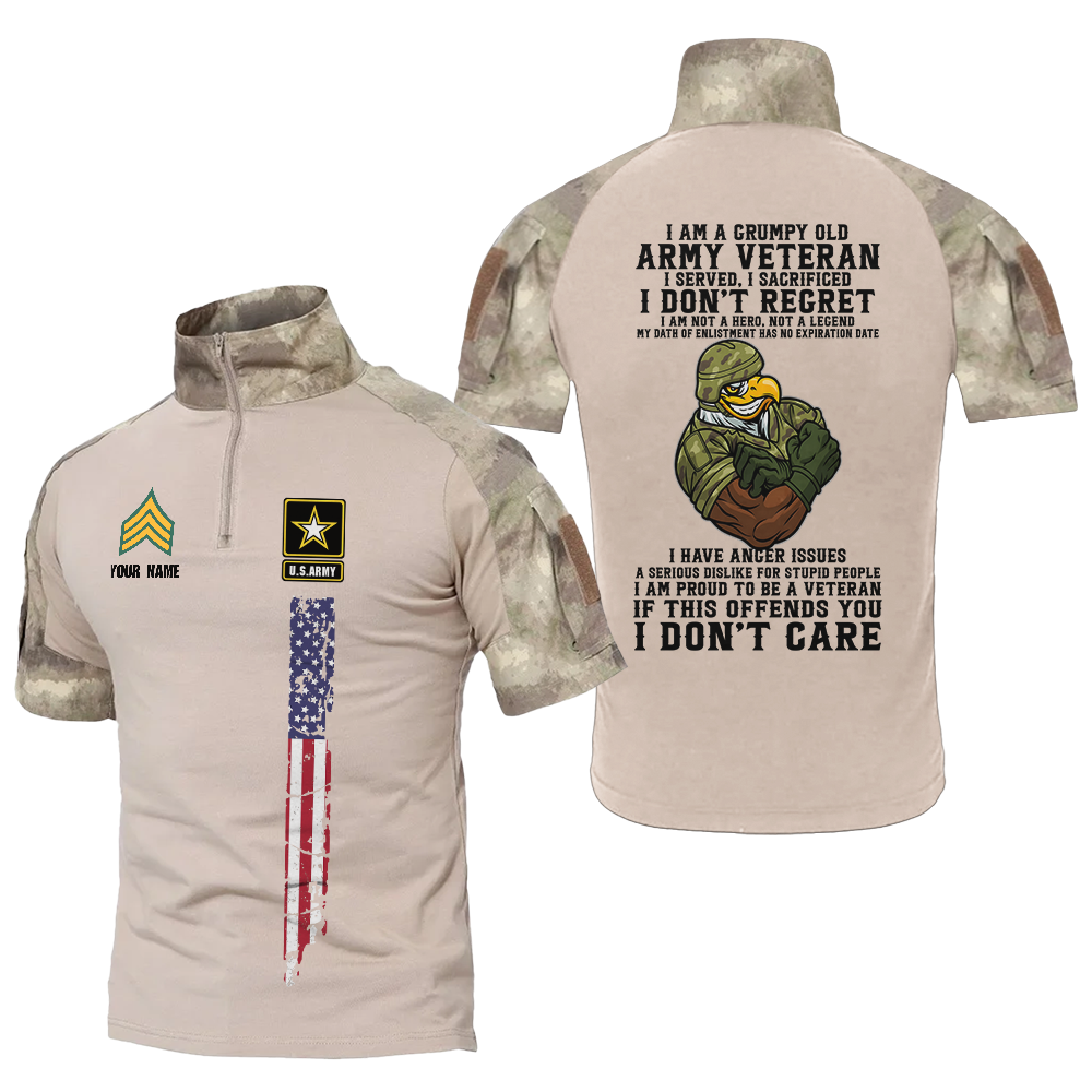 Personalized I'm A Grumpy Old Army Veteran Tactical Polo Shirt
