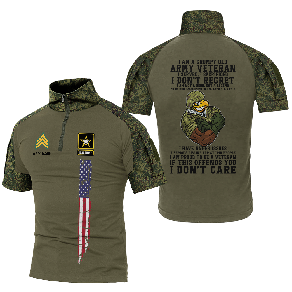 Personalized I'm A Grumpy Old Army Veteran Tactical Polo Shirt