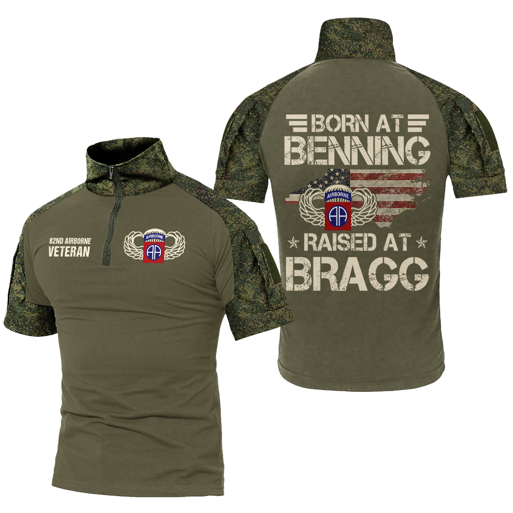 Born At Benning Raised At Bragg Tactical Polo Shirt