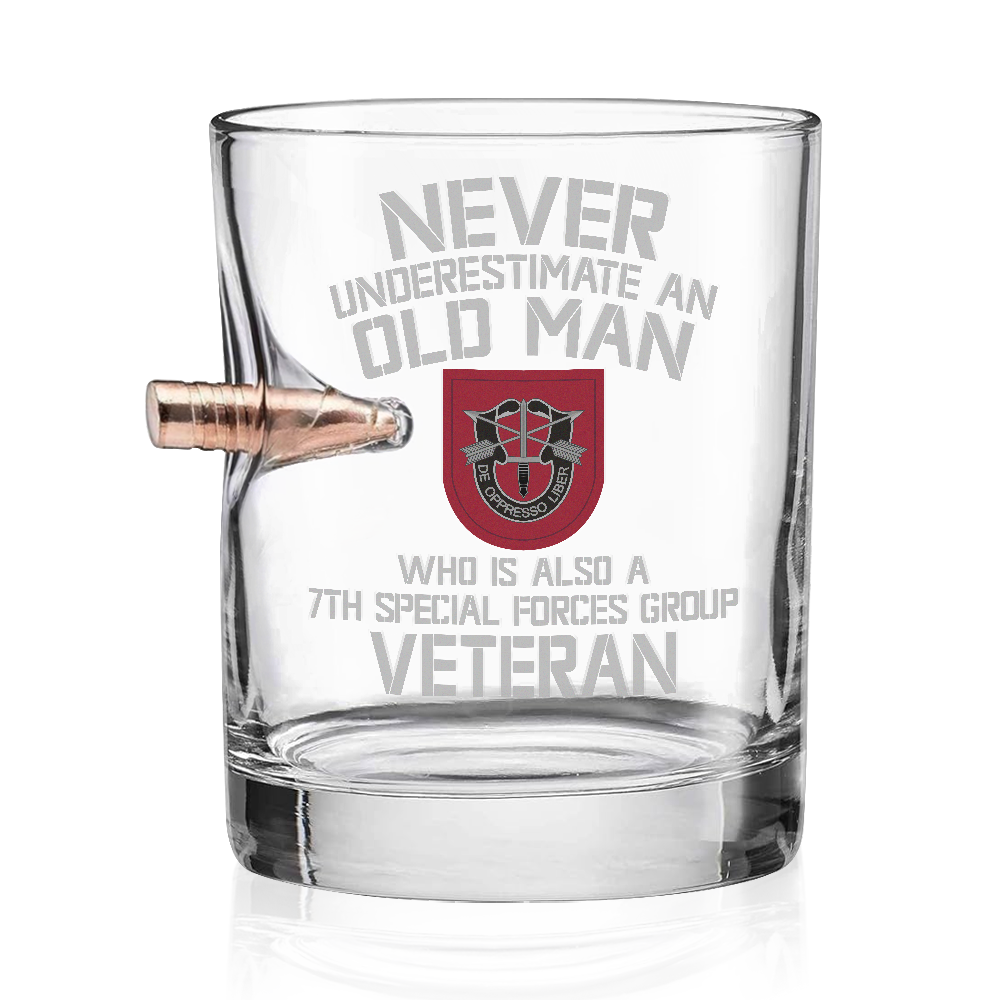 Never Underestimate An Old Special Force Veteran Bullet Whiskey Glass