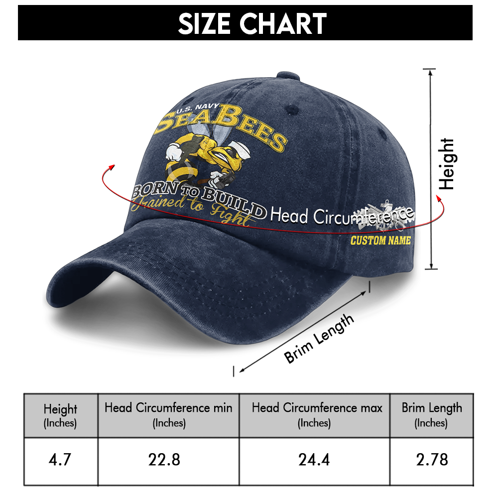 Personalizable Navy Seabee Washed Cap
