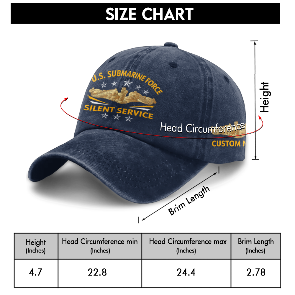 Gold Dolphins Navy Submarine Silent Service Washed Cap