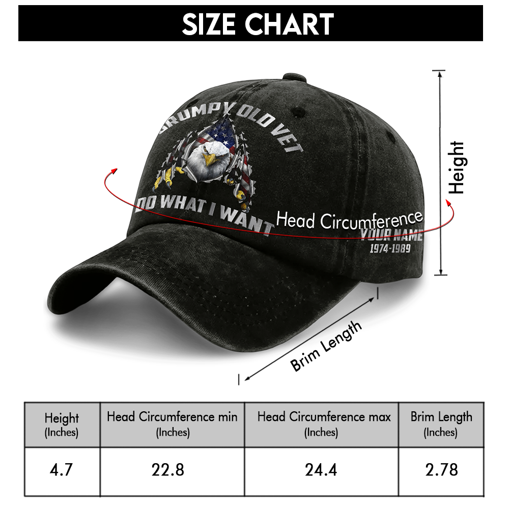 Personalizable Grumpy Old Vet Washed Cap