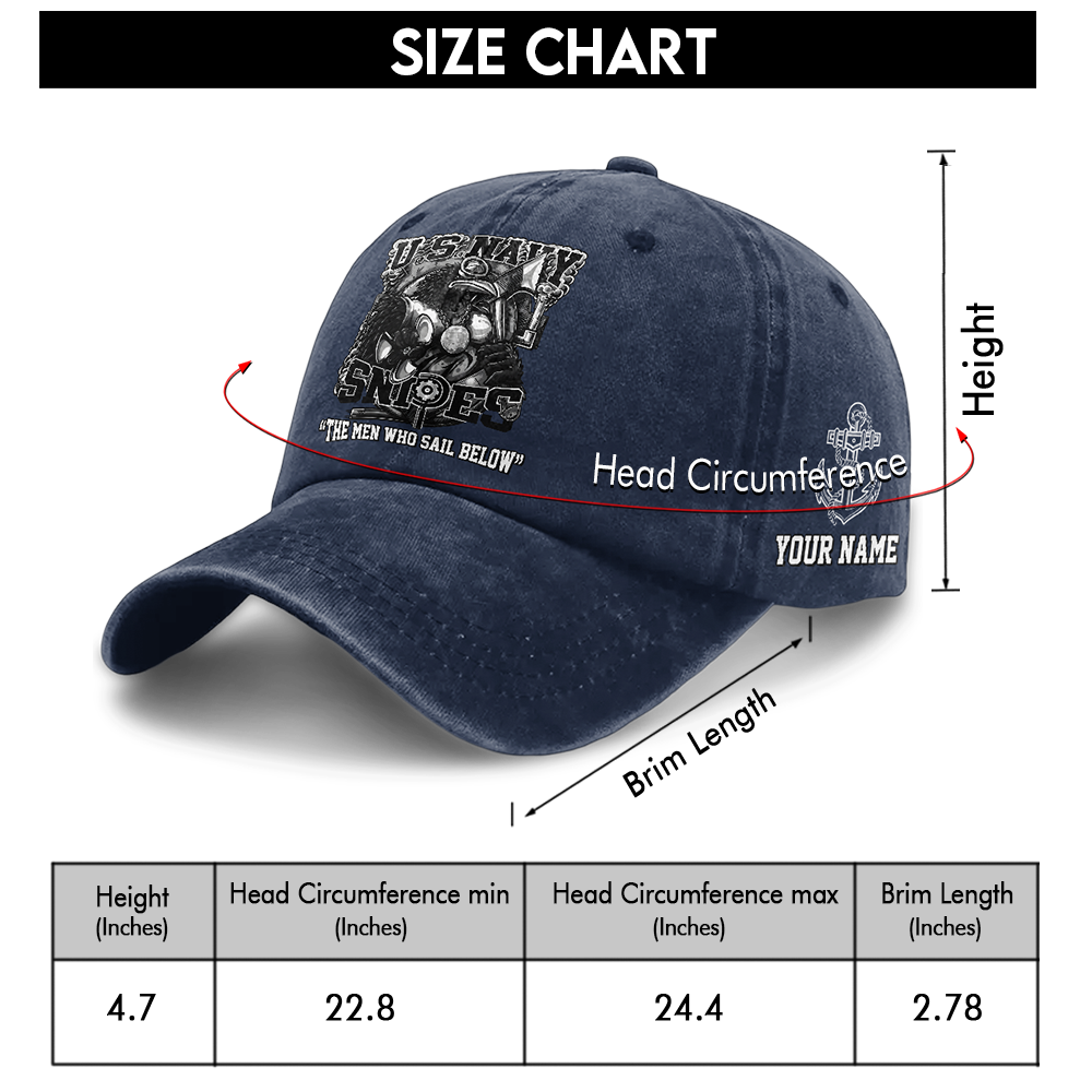 Personalizable Navy Snipes Washed Cap