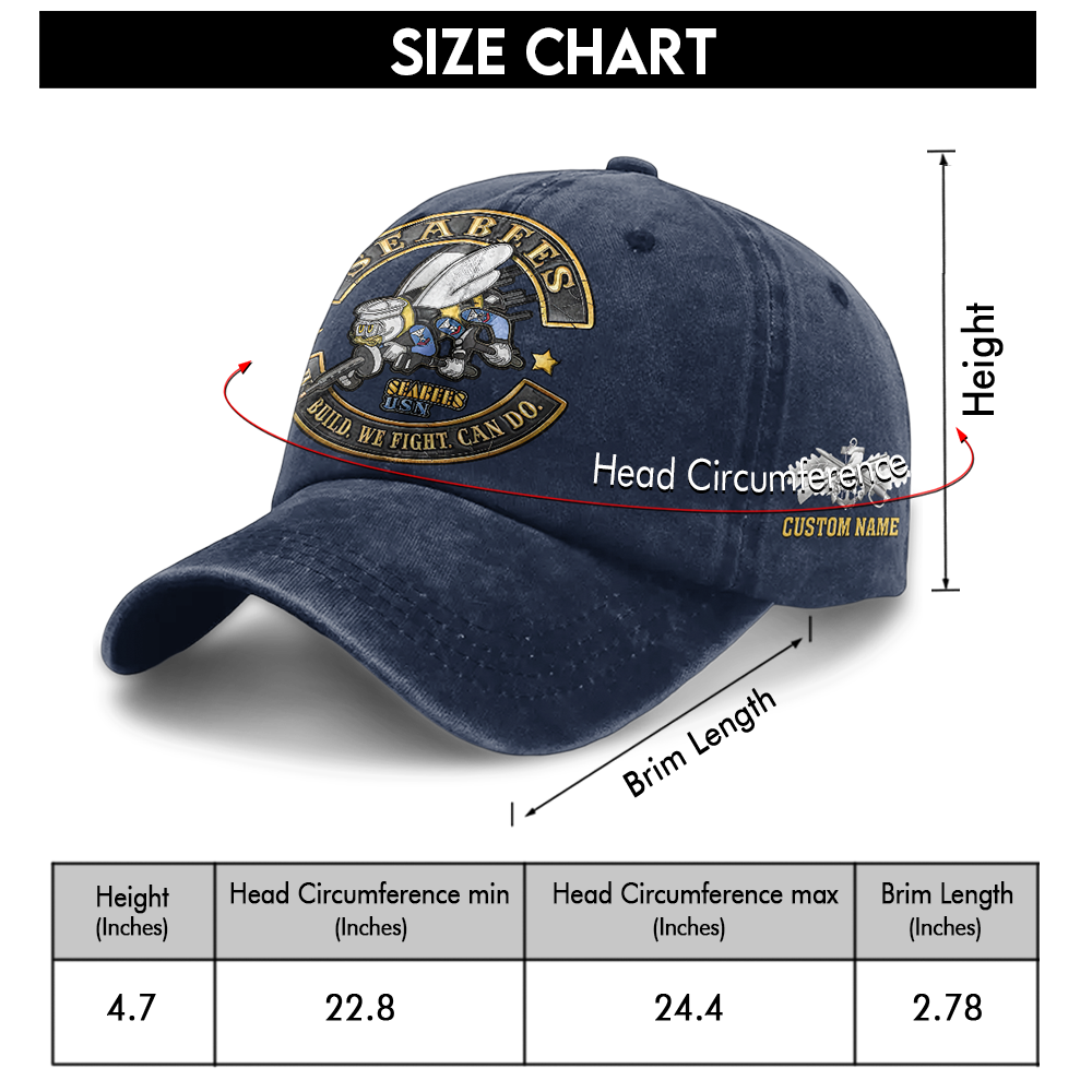 Personalizable Navy Seabee Washed Cap