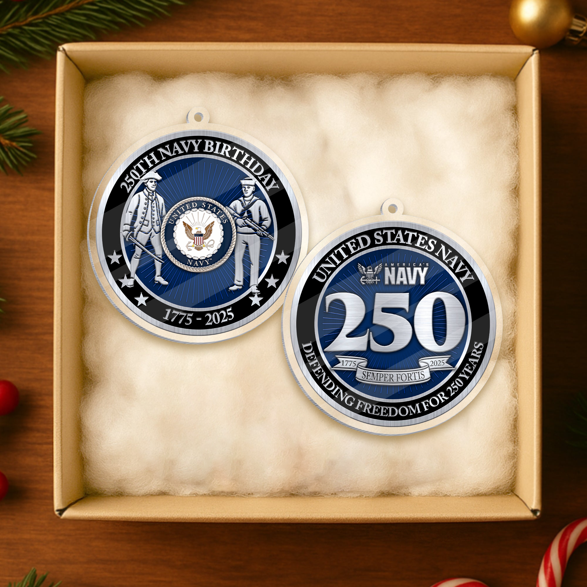 Navy 250th Anniversary Acrylic Ornament