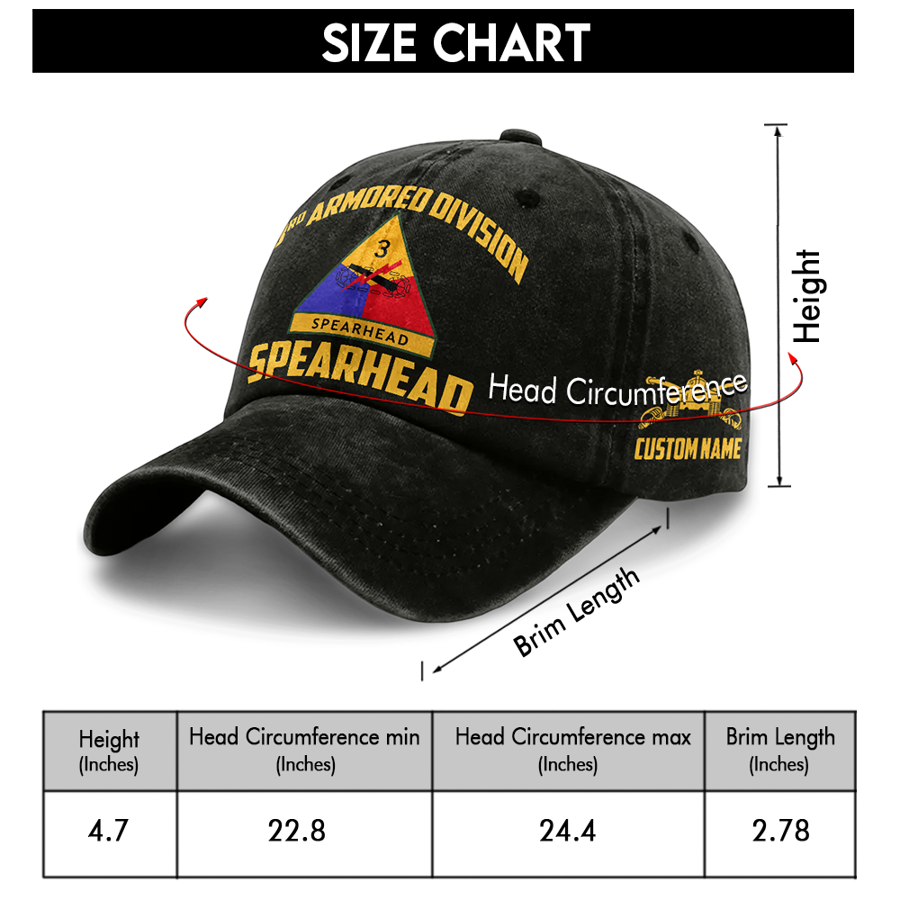 Personalizable Army 3rd Armored Division Washed Cap