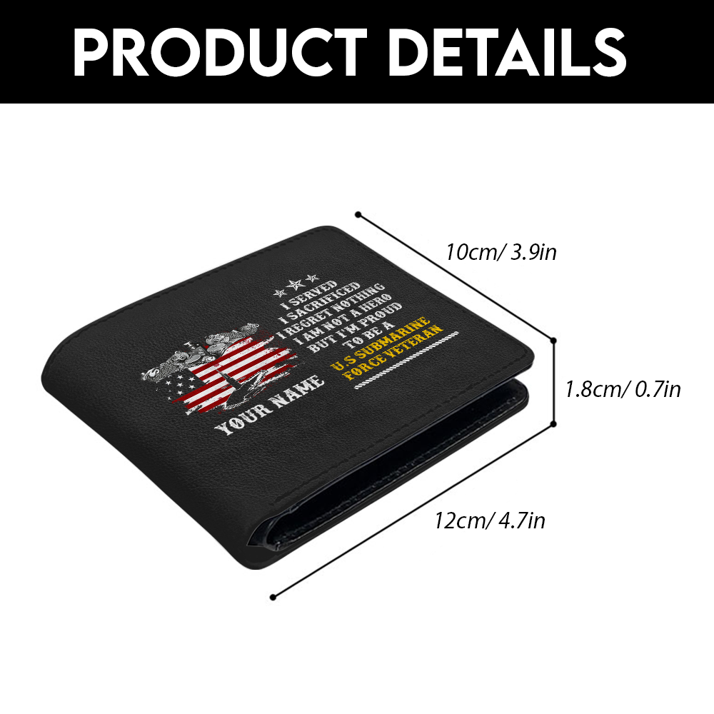 Personalizable Submarine Force Veteran Leather Wallet