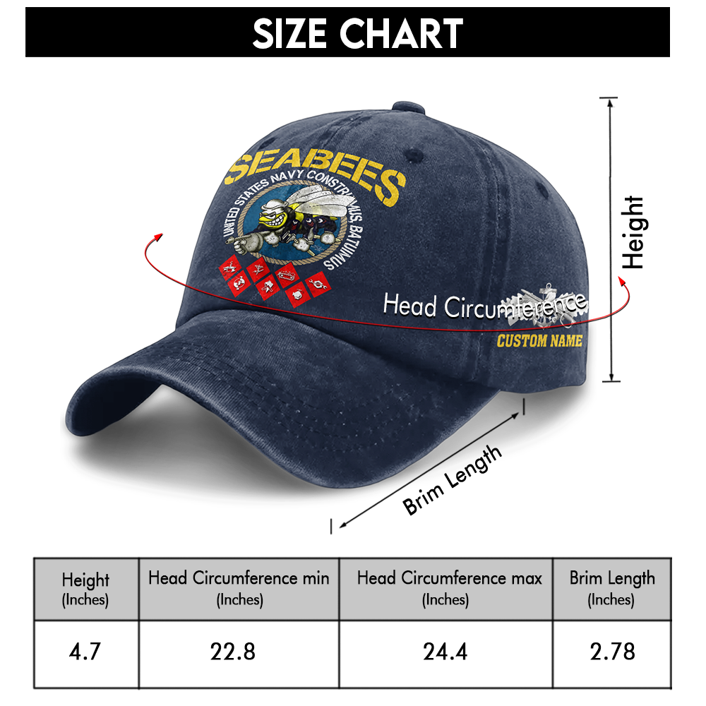 Personalizable Navy Seabee Washed Cap