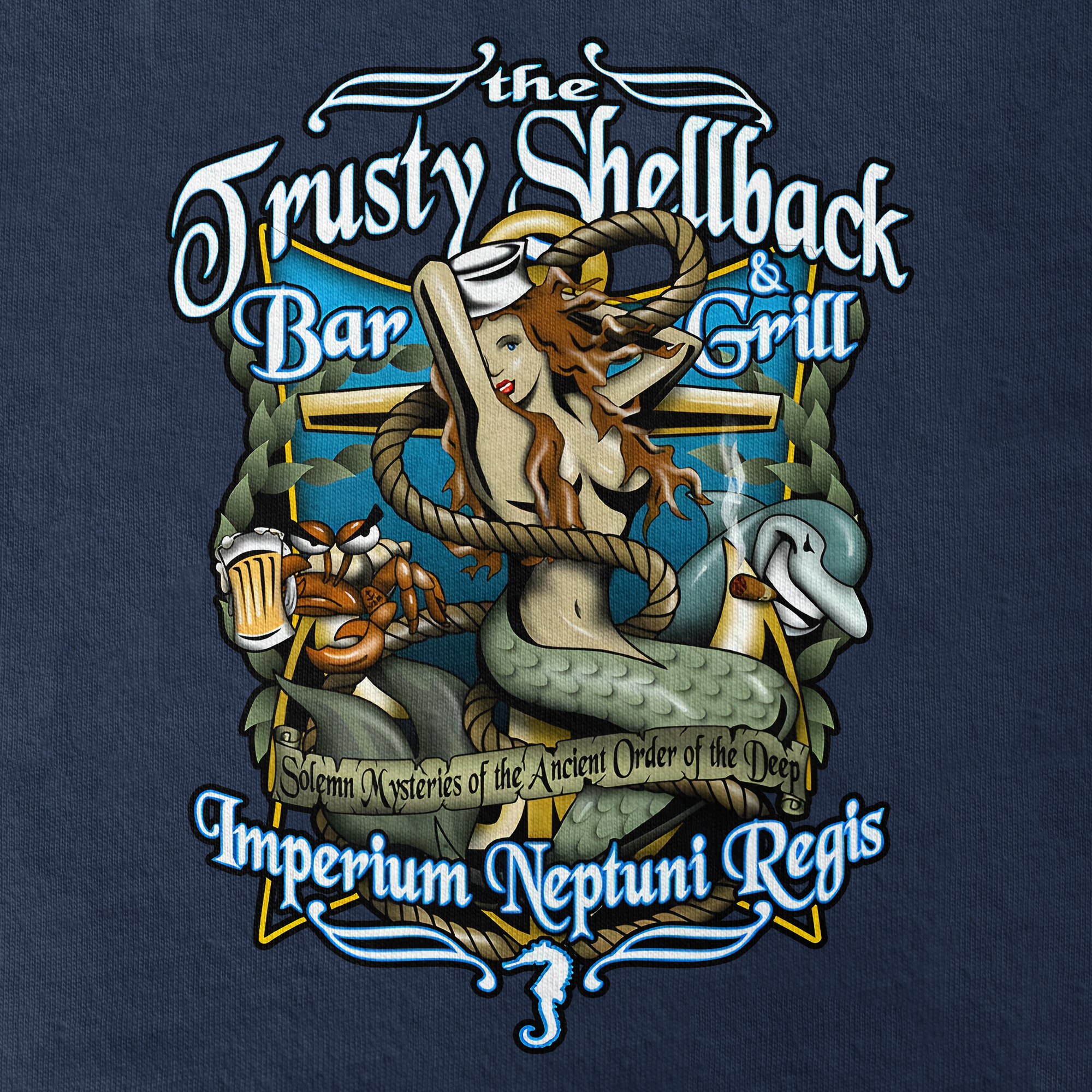 Trusty Shellback Imperium Neptuni Regis Double Sided Pocket T-shirt