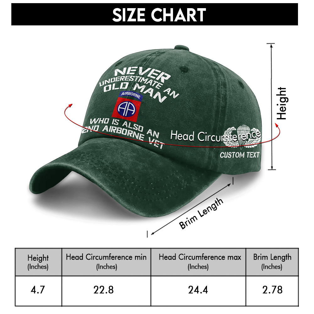 Never Underestimate An Old Man Who Is Also An 82nd Airborne Washed Cap