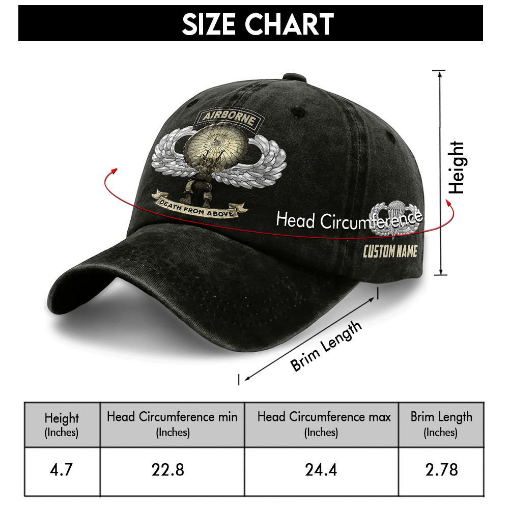 Personalizable Airborne Death From Above Washed Cap