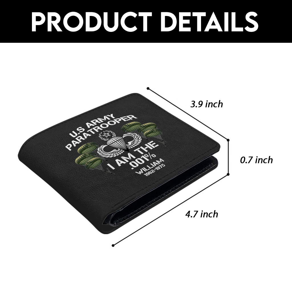 Personalizable Airborne Paratrooper I Am The .001% Leather Wallet