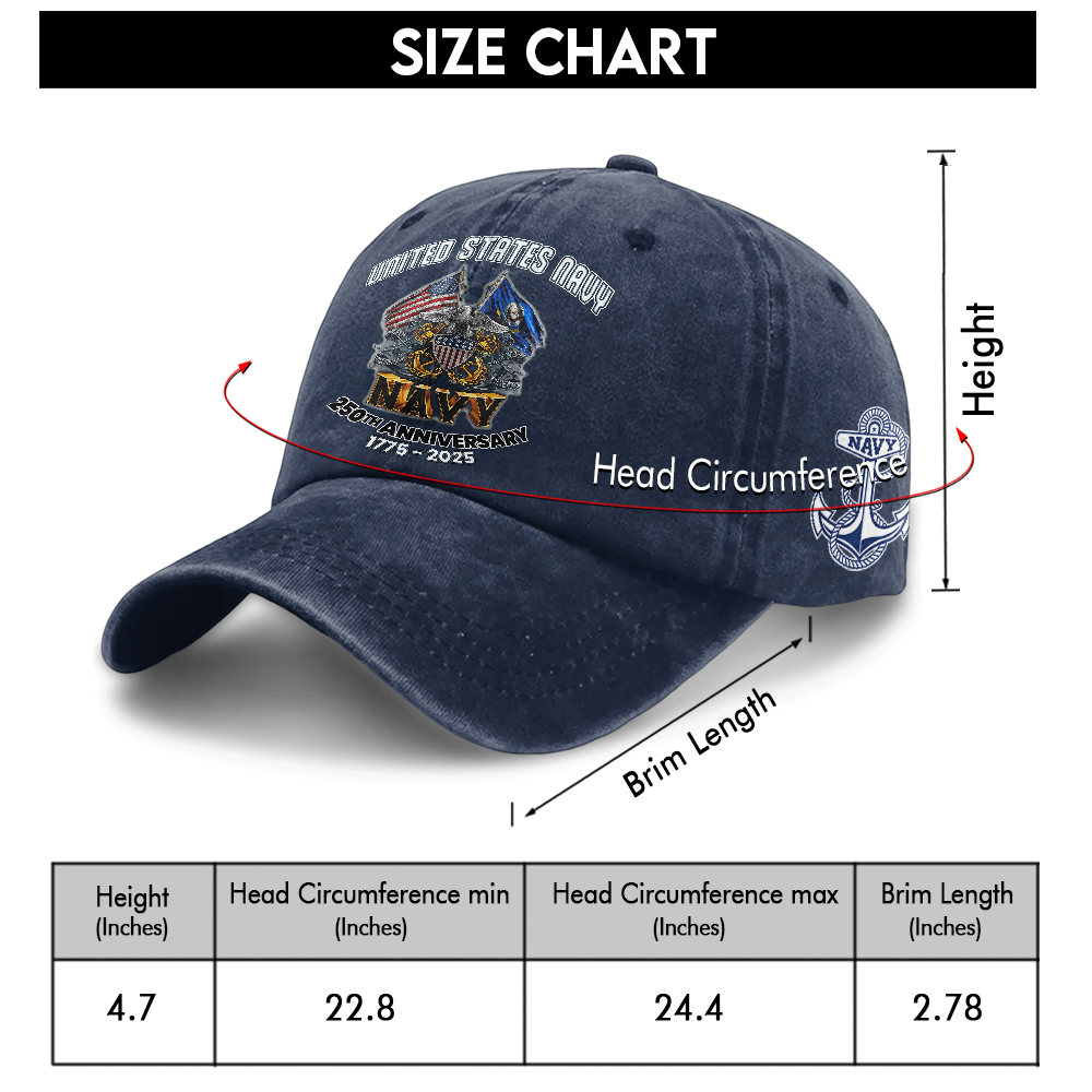 Navy 250th Anniversary Washed Cap