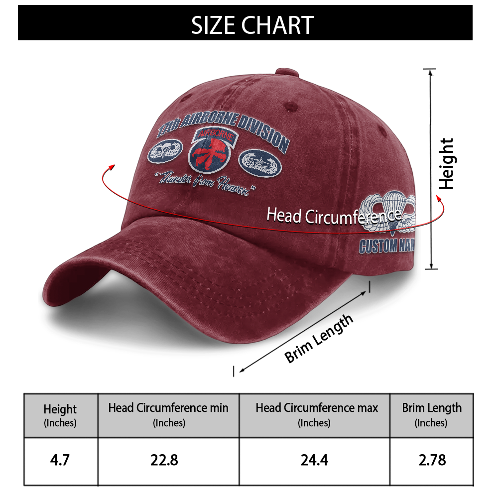 Personalizable 17th Airborne Division Washed Cap