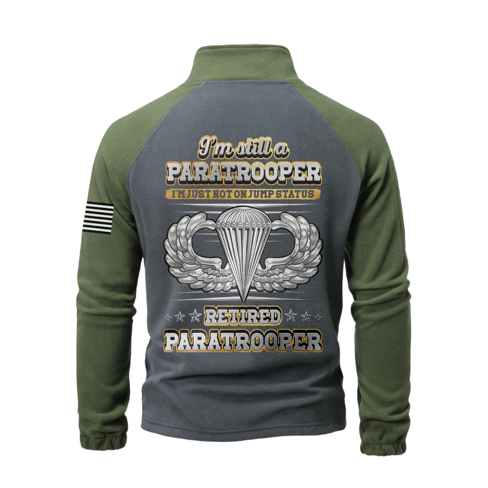 Personalizable Retired Paratrooper Half-Zip Raglan Sweatshirt