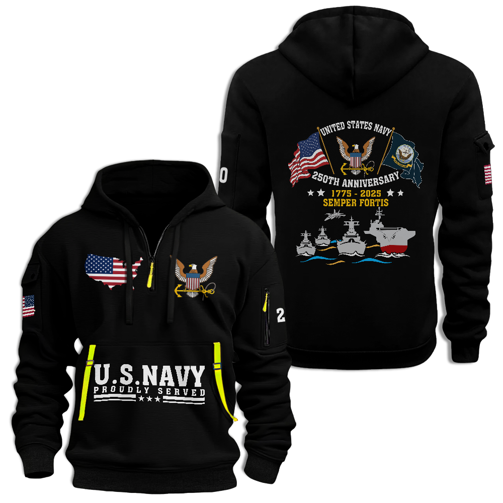 Navy 250th Anniversary Quarter Zip Hoodie