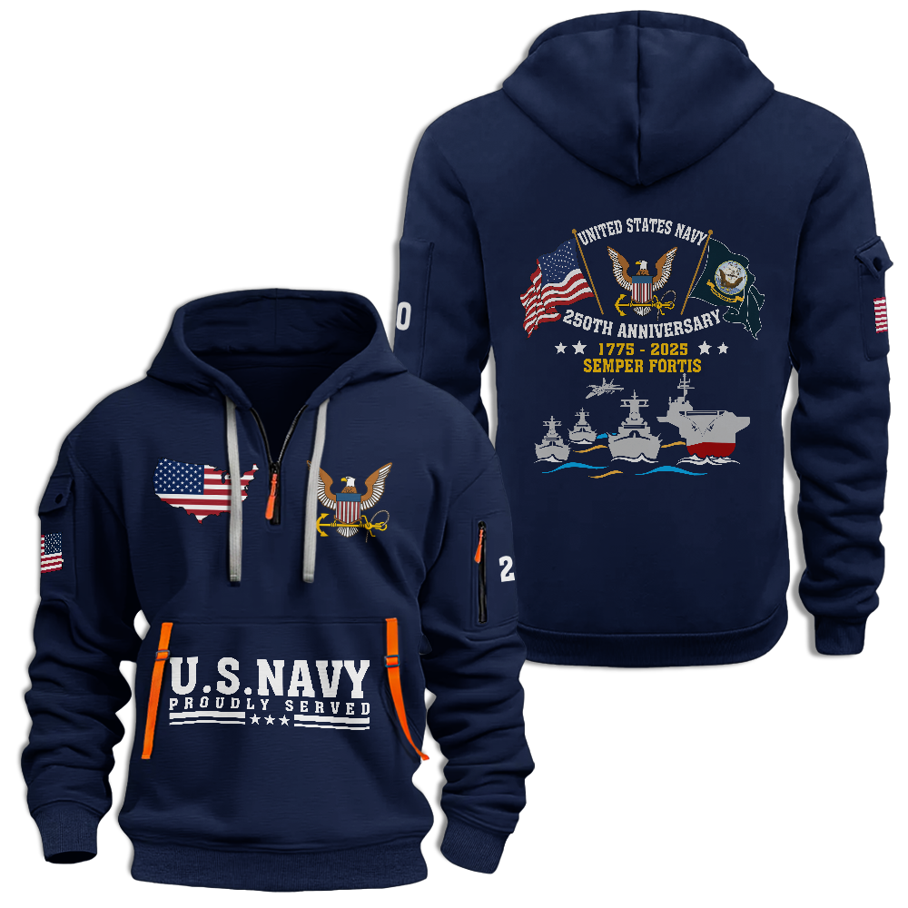 Navy 250th Anniversary Quarter Zip Hoodie