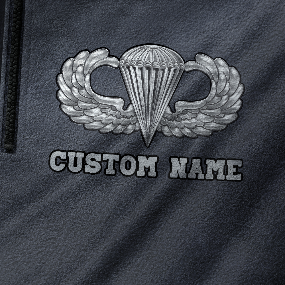 Personalizable Retired Paratrooper Half-Zip Raglan Sweatshirt
