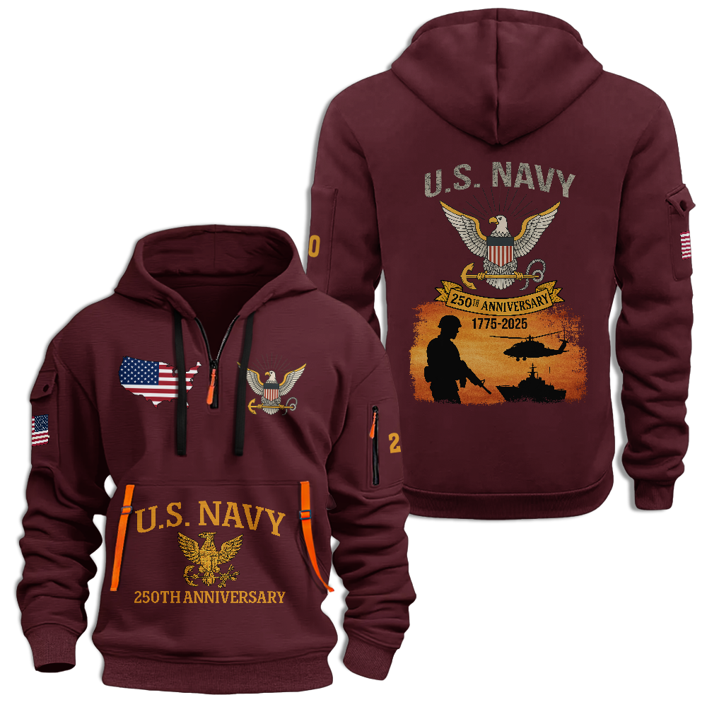 Navy 250th Anniversary Quarter Zip Hoodie