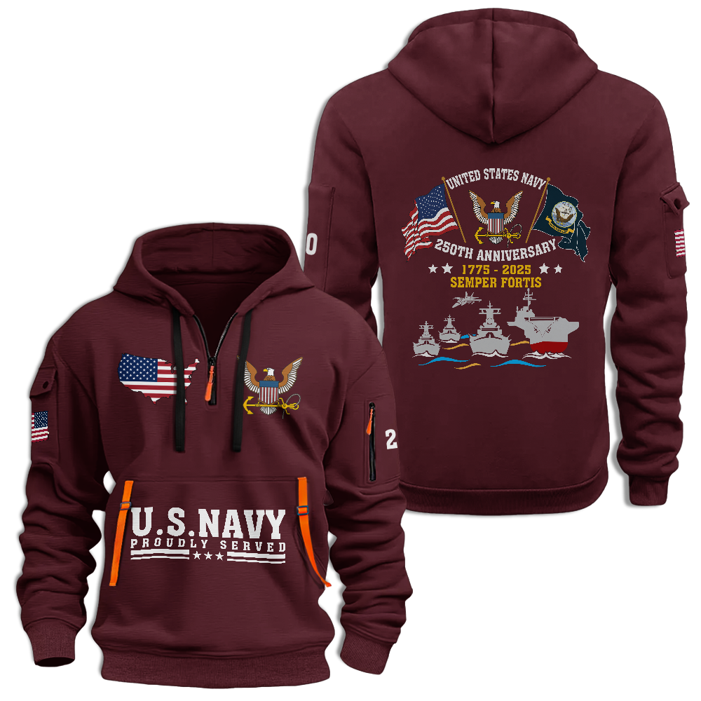 Navy 250th Anniversary Quarter Zip Hoodie