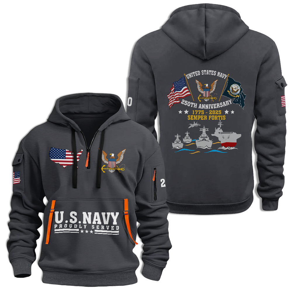Navy 250th Anniversary Quarter Zip Hoodie