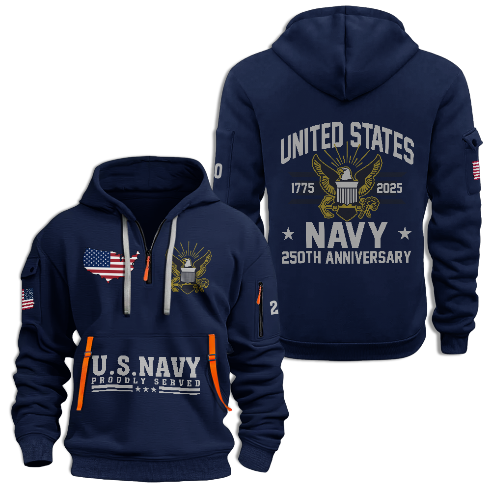 Navy 250th Anniversary Quarter Zip Hoodie