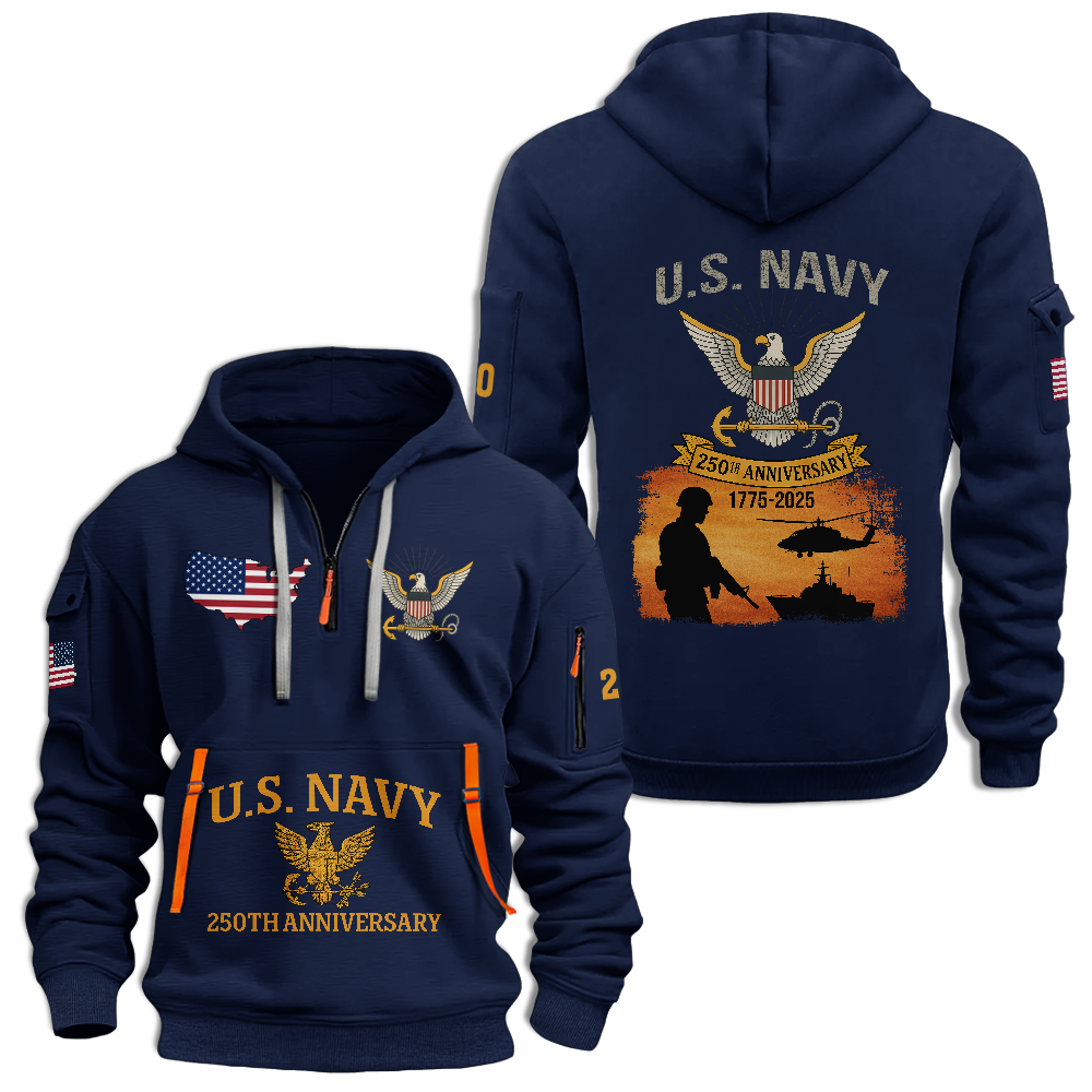 Navy 250th Anniversary Quarter Zip Hoodie