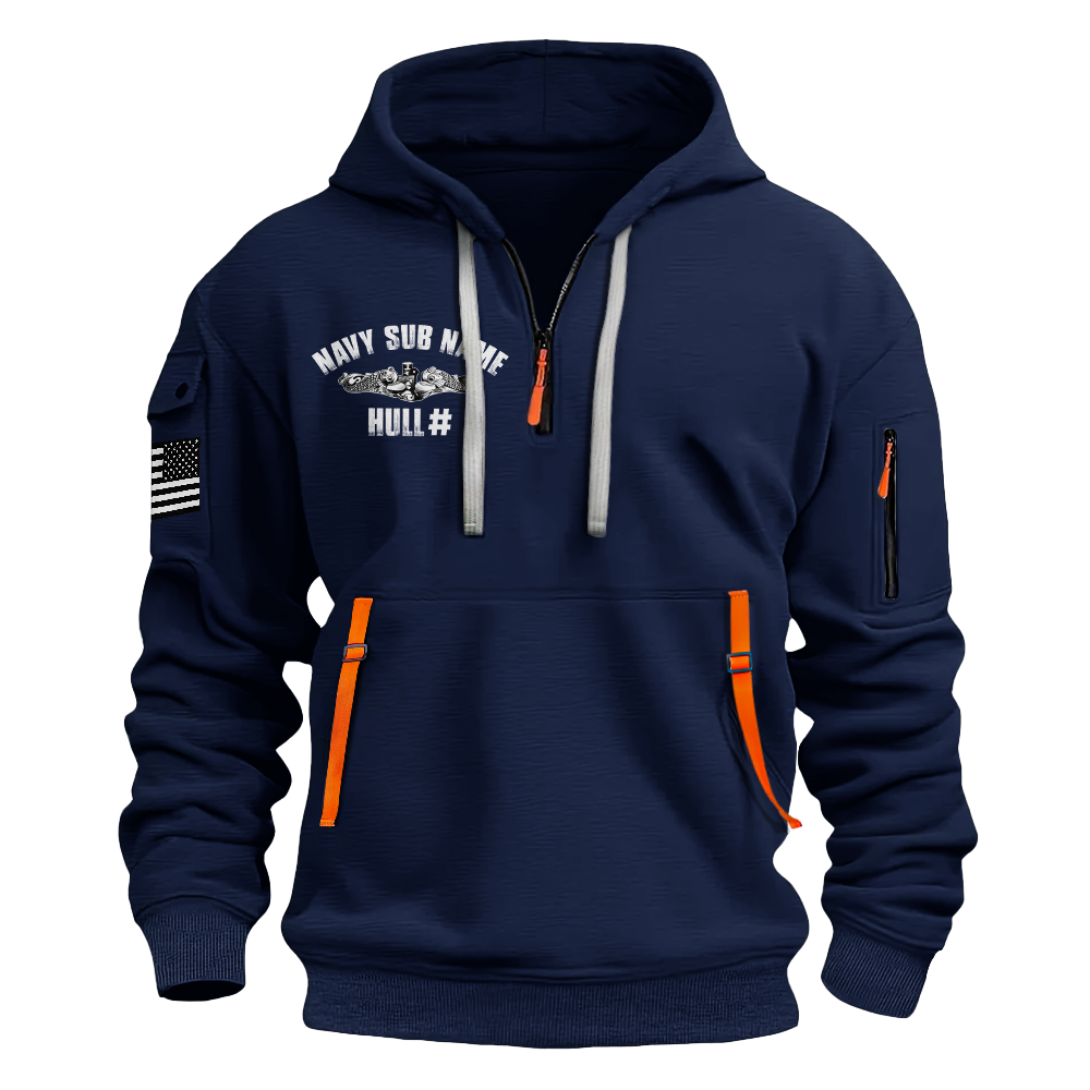 Personalizable Navy Submarine Death From Below Quarter Zip Hoodie